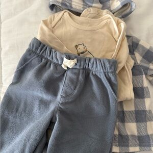 Carter's Cream and Blue Plaid Kids Matching Set